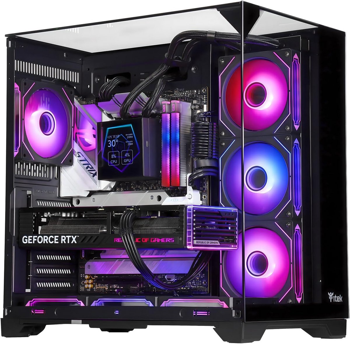 ATX Gaming PC Behuizing met Gehard Glas, 4x ARGB Ventilators en Type-C USB