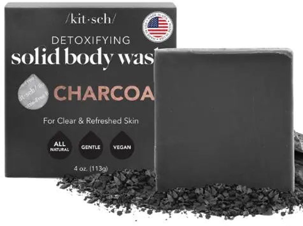Kitsch Charcoal Detoxifying Body Wash Bar – 100% Vegan Detox Zeep – 113 gram