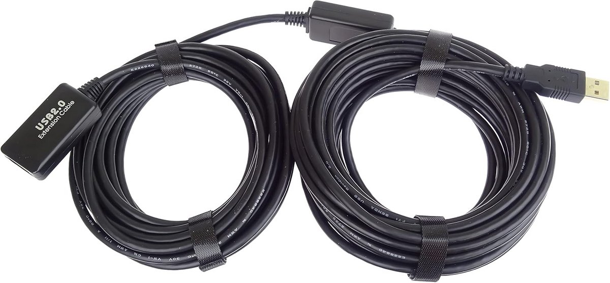 Actieve USB 2.0 Verlengkabel 15 Meter met Repeater - USB A Male naar A Female - Hoge Snelheid