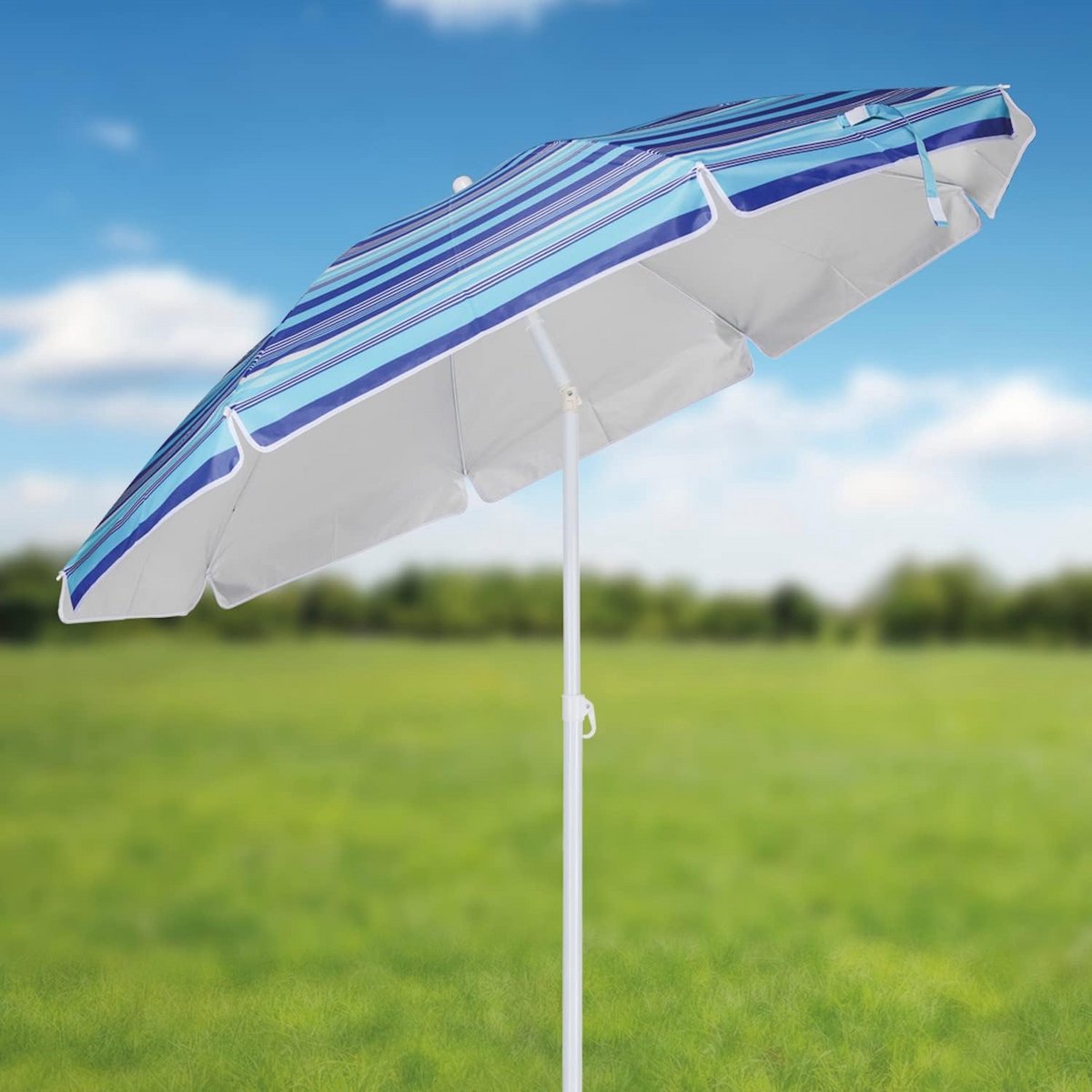 Grote Parasol 200 cm met UV50+ Bescherming en Kantelfunctie - Tuin & Strand