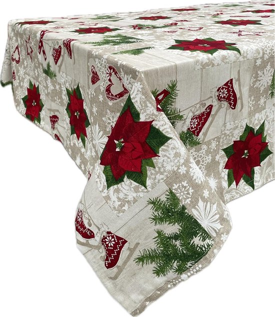 Kerst tafelkleed Chamonix rouge, op voorraad, morgen in huis