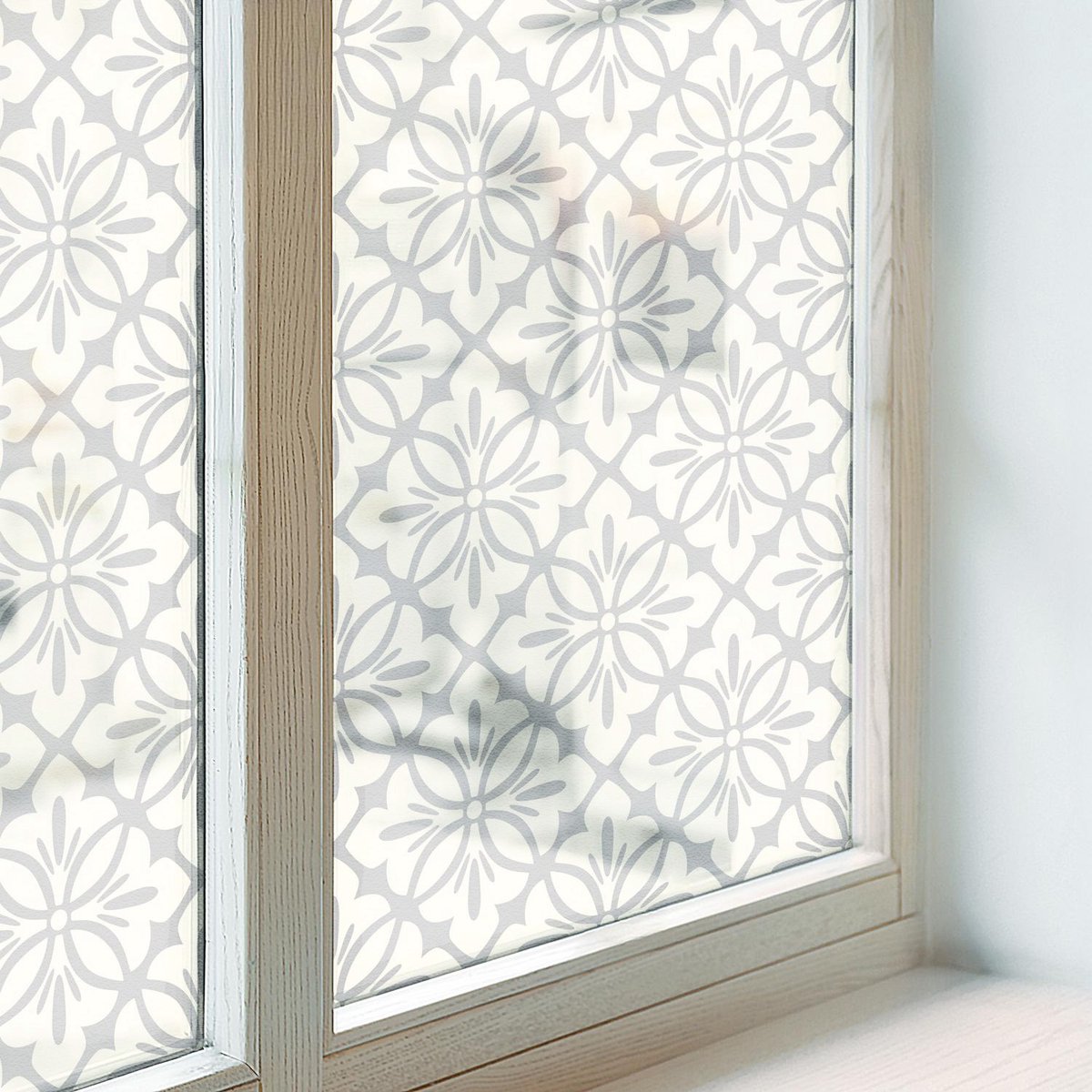 Coloray Privacy Folie Raam - Bloemrozetten Anti inkijk Folie - 50x100 cm - Grijs Privacy Folie Raam - Raamfolie Tegen inkijk Glas in Lood - Voor de badkamer, voor de hal, voor de slaapkamer - Raamfolie Zonwering