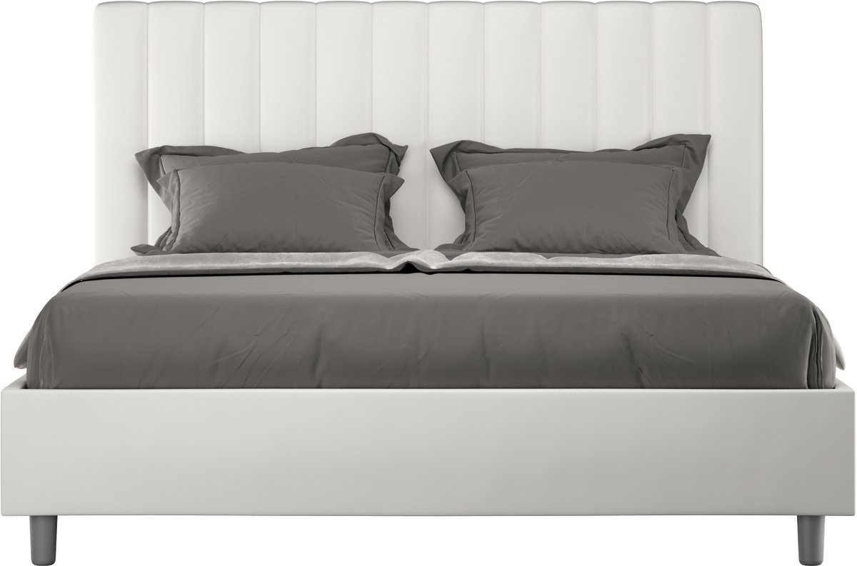 Agueda wit kunstleer gestoffeerd opbergbed 160x200