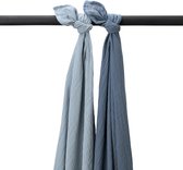 Meyco Baby Uni Pre-washed Hydrofiele Swaddles - Pre-washed Hydrofiel - Natural/Jeans Blue/Indigo - 120x120cm - 2-pack