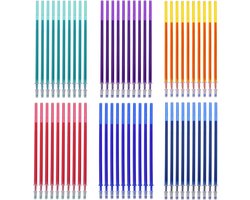 Kleurrijke uitwisbare pen navullingen - 60 stuks vervangende 0,5 mm tips rollerbal gel pen navullingen voor studenten, kinderen, school en kantoorbenodigdheden (6 kleuren)