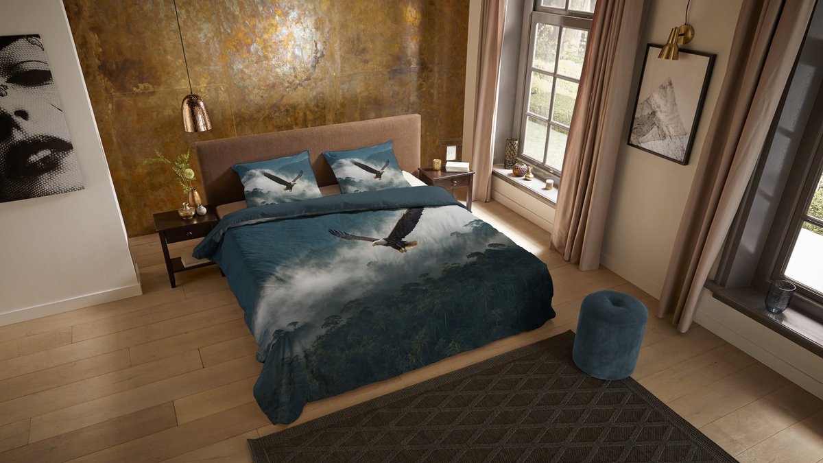 Pure dekbedovertrek roofvogel / arend in de natuur - Lits jumeaux 240x200/220 cm - Petrol - Microvezel