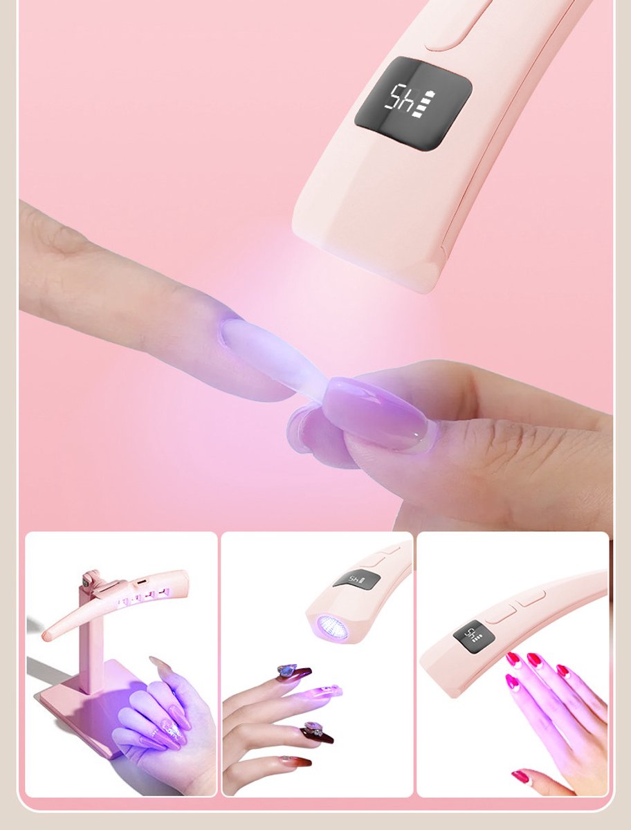 Handlamp met één lichtlijn en display, draagbaar, oplaadbaar, kleine mini-nagellaklamp voor snelle droging.