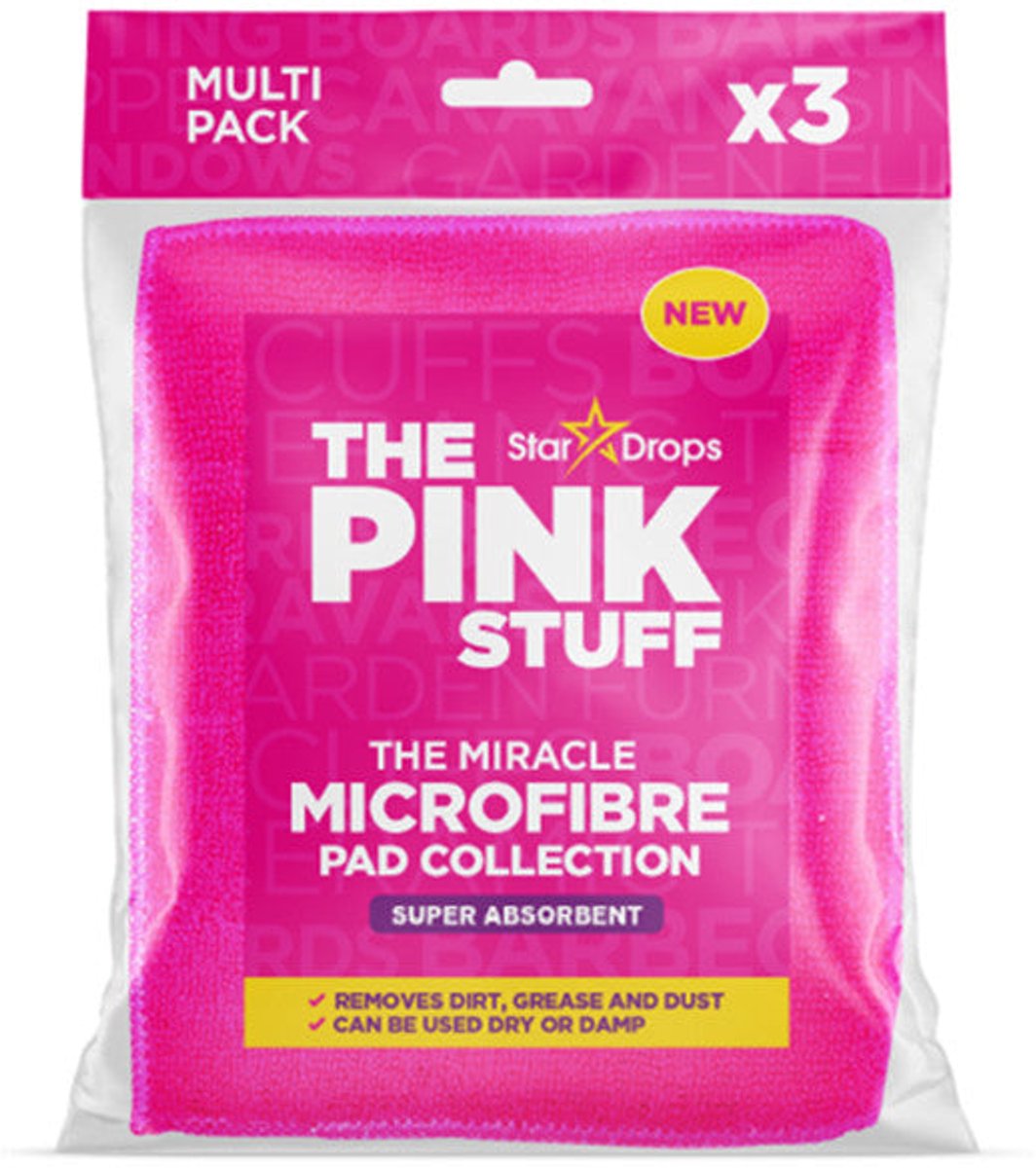 The Pink Stuff Microvezel absorberende schoonmaakpads - 3 stuks