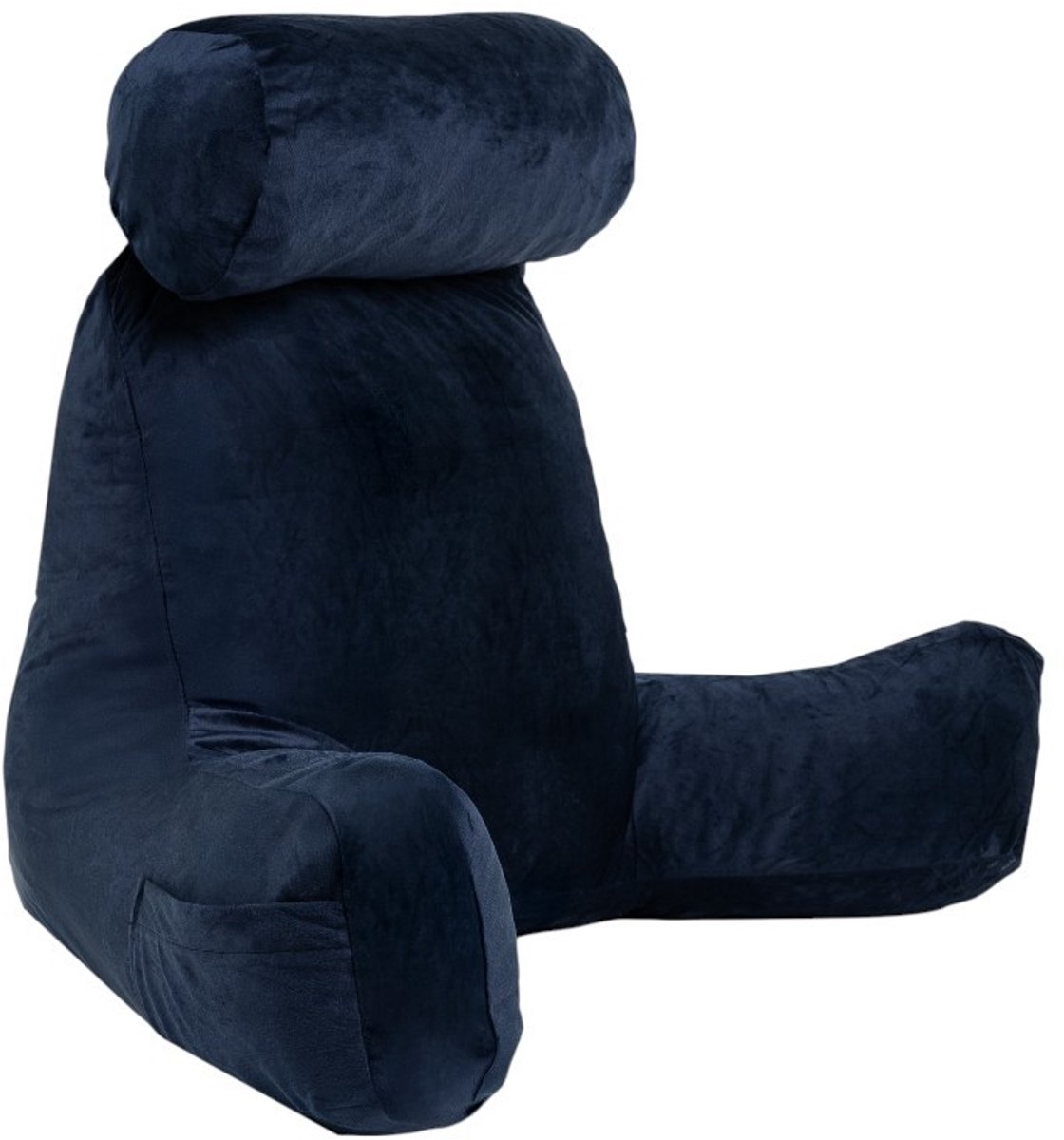 Bananair - Leeskussen voor in bed - Afneembare hoes - Fluweel - Nachtblauw - 80x50x70 cm