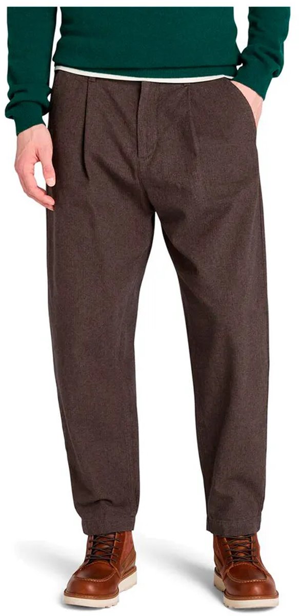 Timberland Claremont Herringbone Pleated Chino Broek 32 Man Bruin