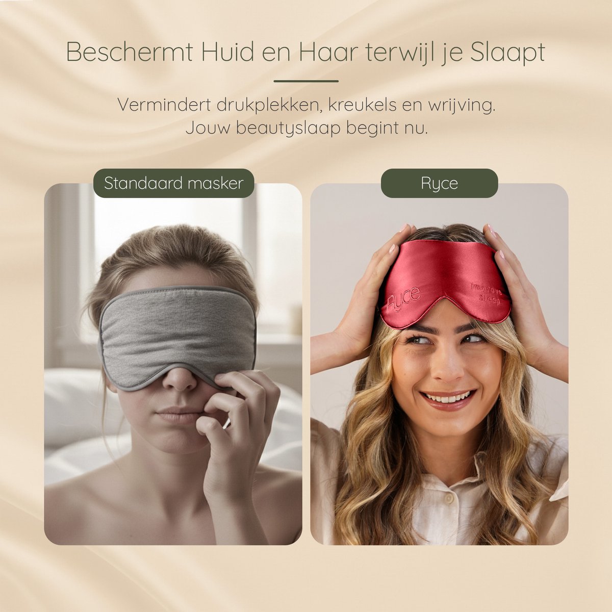 Ryce® Zijden Slaapmasker - Oogmasker - Vrouwen & Mannen - Cadeau - Rood — afbeelding 3
