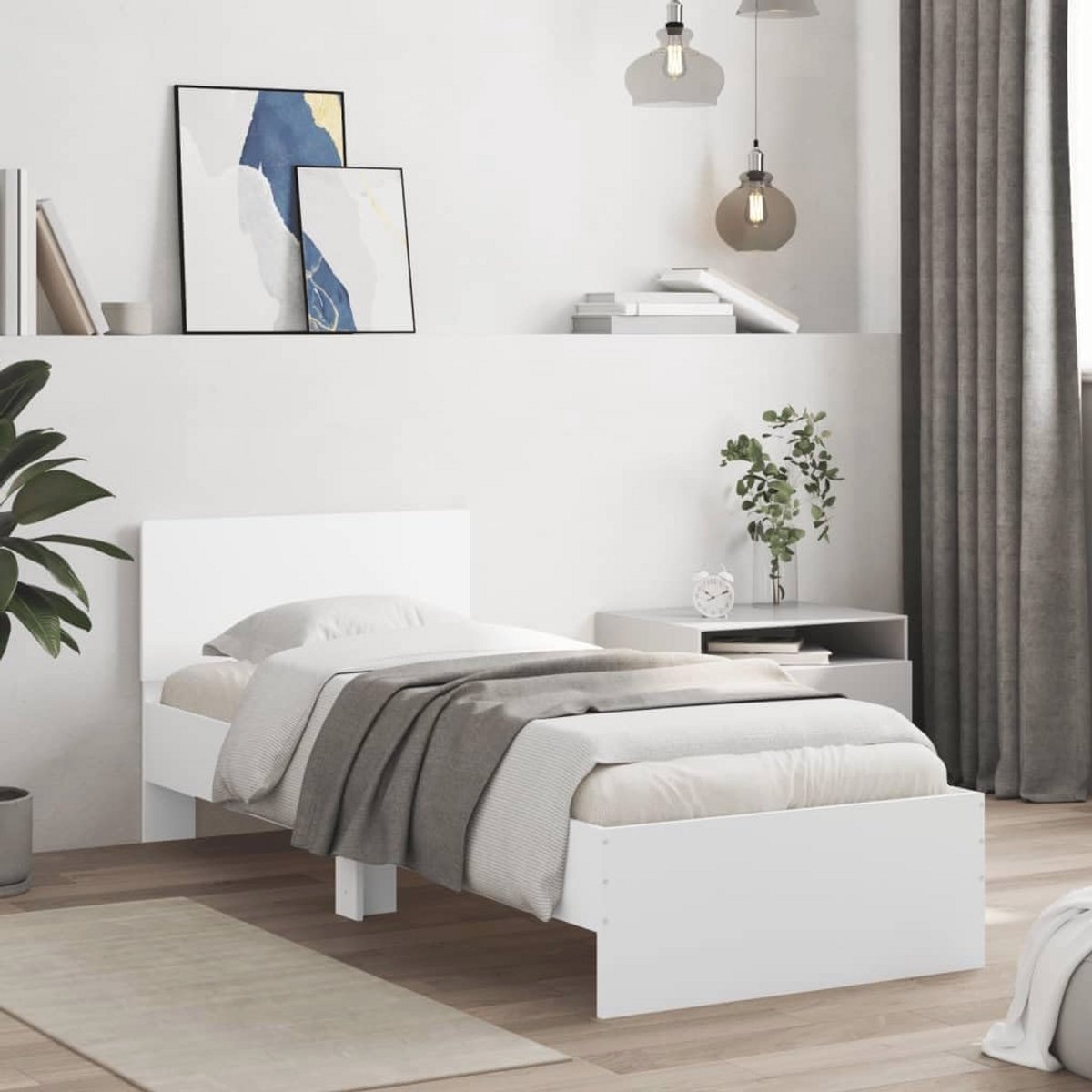 Houten Bedrame met Hoofdbord 90x200cm - Bed voor Slaapkamer