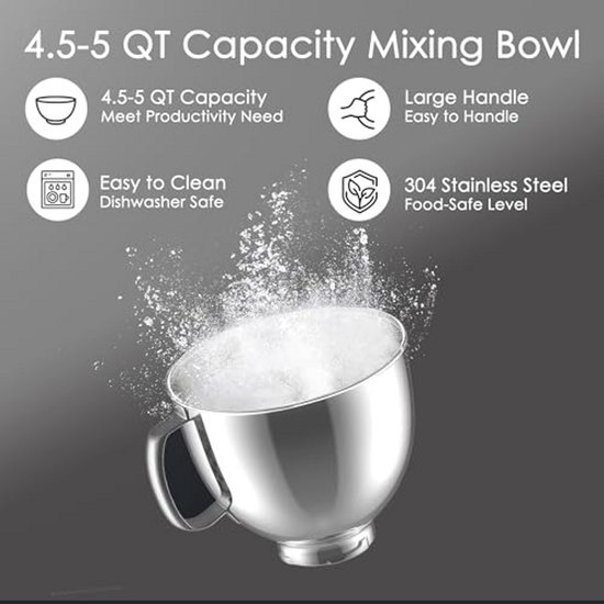 Mengkom Roestvrij staal voor 4,5QT en 5QT Standmixers van KitchenAid — afbeelding 5