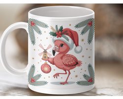 Mok, Merry Christmas Flamingo Mug, Pink Bird Holiday Gift, Kerstmis koffiemok, Leuke Vogelmok, Feestelijke mok, Cadeau idee, Feestdagen mok