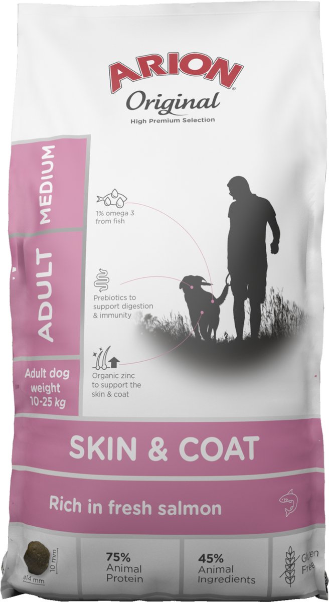Arion Arion hondenvoer Original Adult Medium Skin & Coat 12 kg - Hond