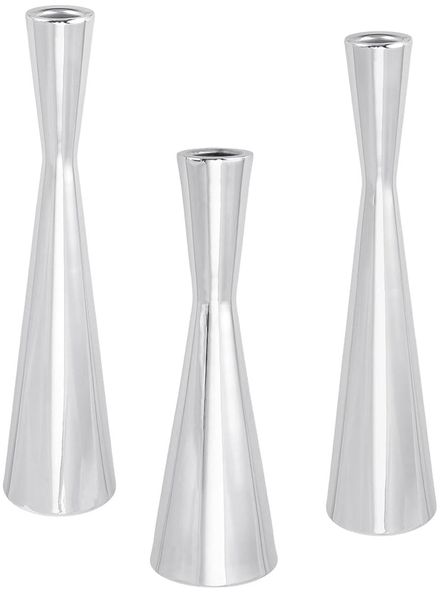stuks 3 maten zilveren taps toelopende kandelaarhouders metalen kandelaarstandaard decoratief middelpunt met platte ronde vorm voor tafel verjaardag bruiloft eettafel middelpunt