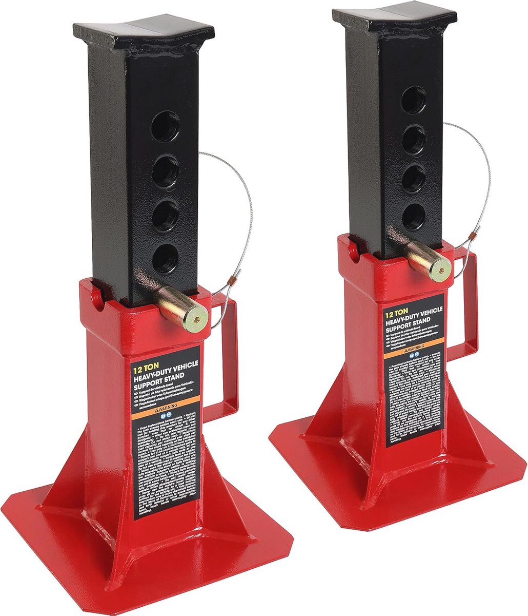 Professionele Auto Jack Stand met Slot - 12 Ton Capaciteit - Rood - 1 Paar
