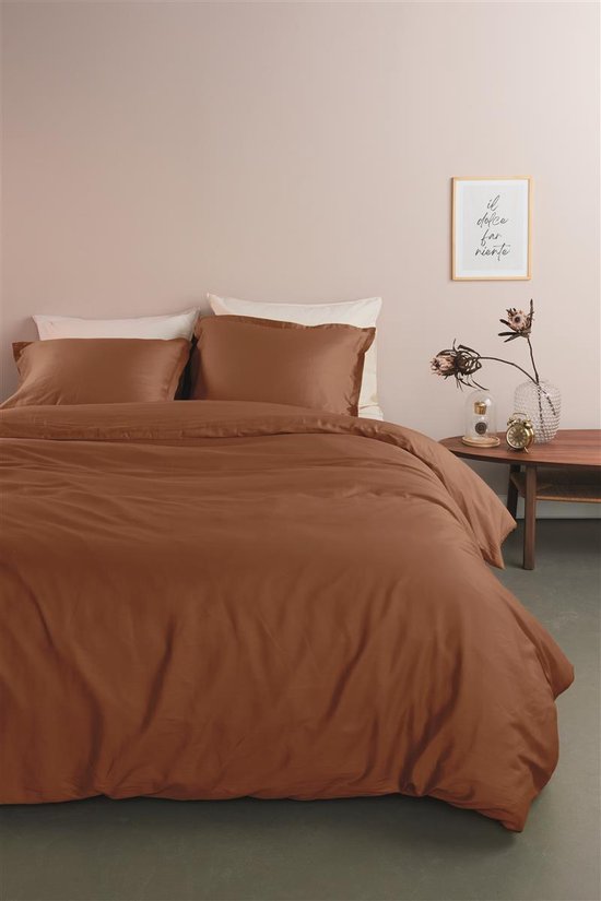 Ambiante Satin Uni dekbedovertrek - Eenpersoons - 140x200/220 cm - Bruin van Ambiante — afbeelding 3