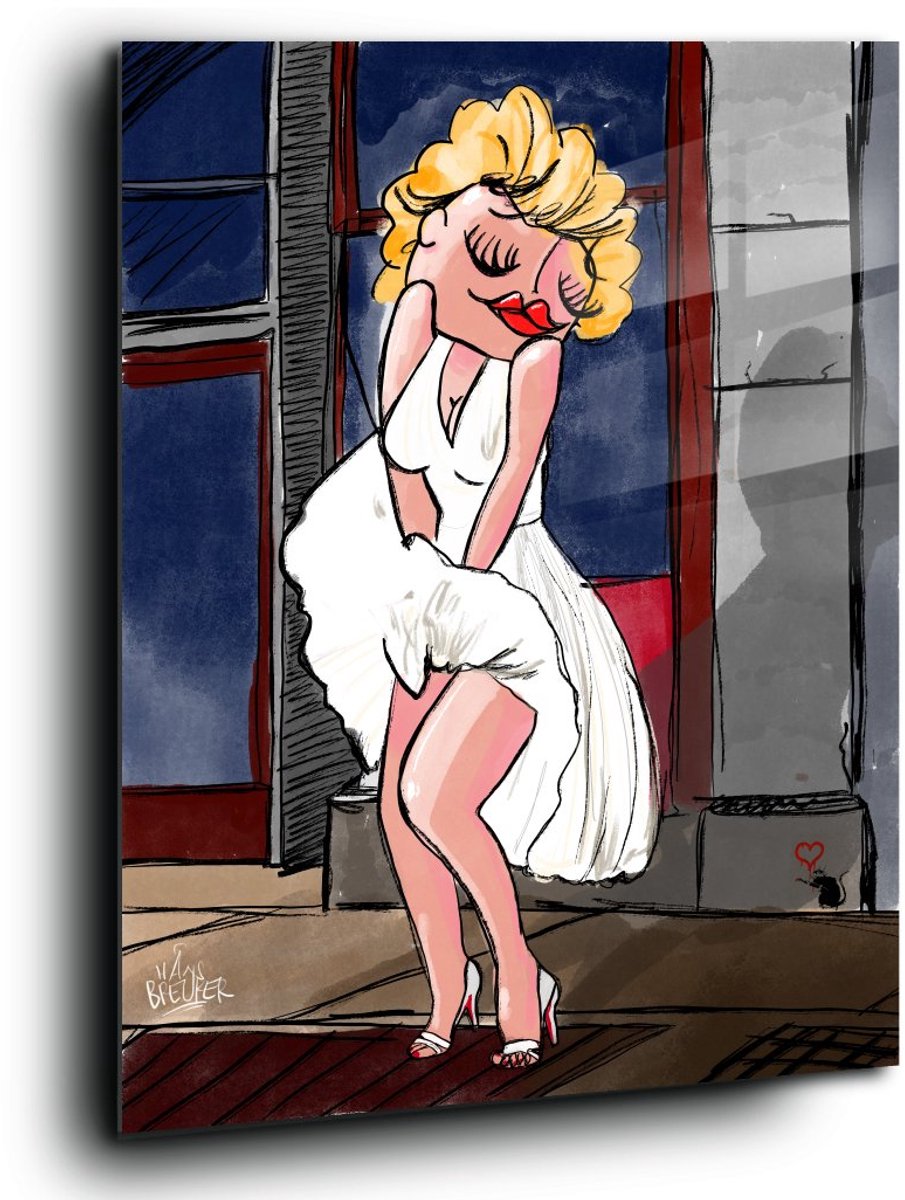 Marilyn zomerjurk - Meerdere kleuren - Canvas 60 x 80 cm Ge