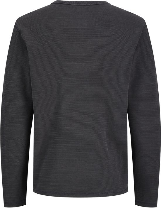 Donkergrijs lang shirt met een fijne textuur en lange mouwen.