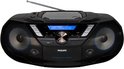 Zwarte Philips radio/CD-speler met DAB+ en Bluetooth. Weergave toont "ANTENNE".