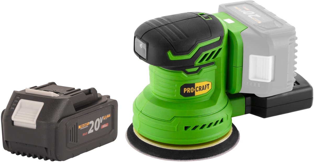Procraft PX20BLbb accu excentrische schuurmachine 20 V 125 mm borstelloos + 1x accu 4,0 Ah - zonder oplader