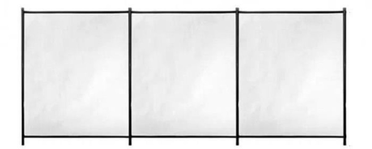 Flexibele veiligheidsbarrière - GRE - 3 m x H 1,33 m - Voorgemonteerd - Knipbaar doek - 4 palen + discrete afdekkingen