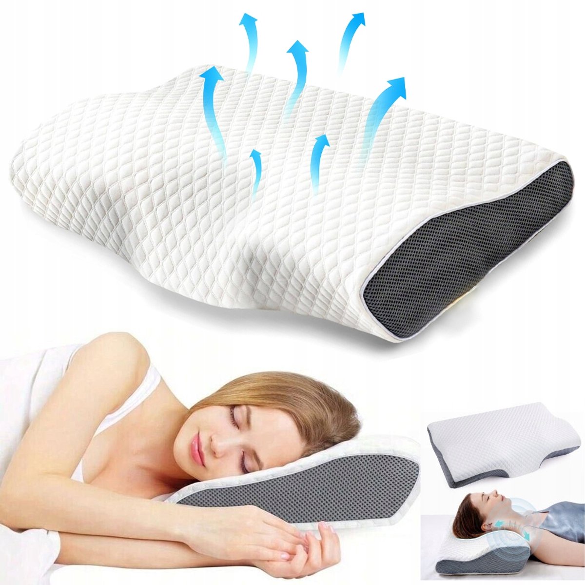 Ergonomische Neksteun Slaapkussen - Ademend & Wasbaar