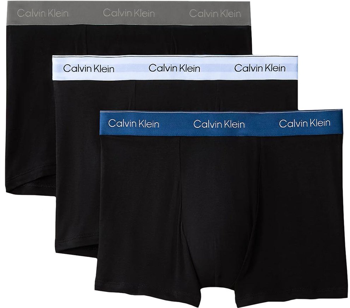 Calvin Klein Onderbroek Relax Fit Trunk 3pk Lv00nb4286 Black W/ Royalty Wb/ Black W/ Casual Mannen Maat - XXL