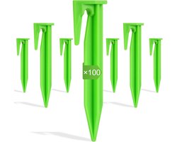 Robotic Lawnmower Pegs - Pack of 100 - Peripheral Cable Attachment Pins - Lawn Mower Accessories - Lawnmower Hook - Robotic Lawnmower Hook voor Attachment Limit Cable (Green)