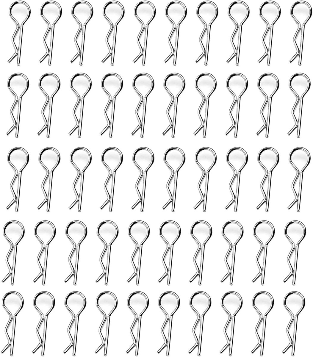 50 Pieces RC Car Body Clips - Stainless Steel R Clips - Voor 1/10 Universele Benzine Elektrische Auto's - Model Bouwnaccessoires