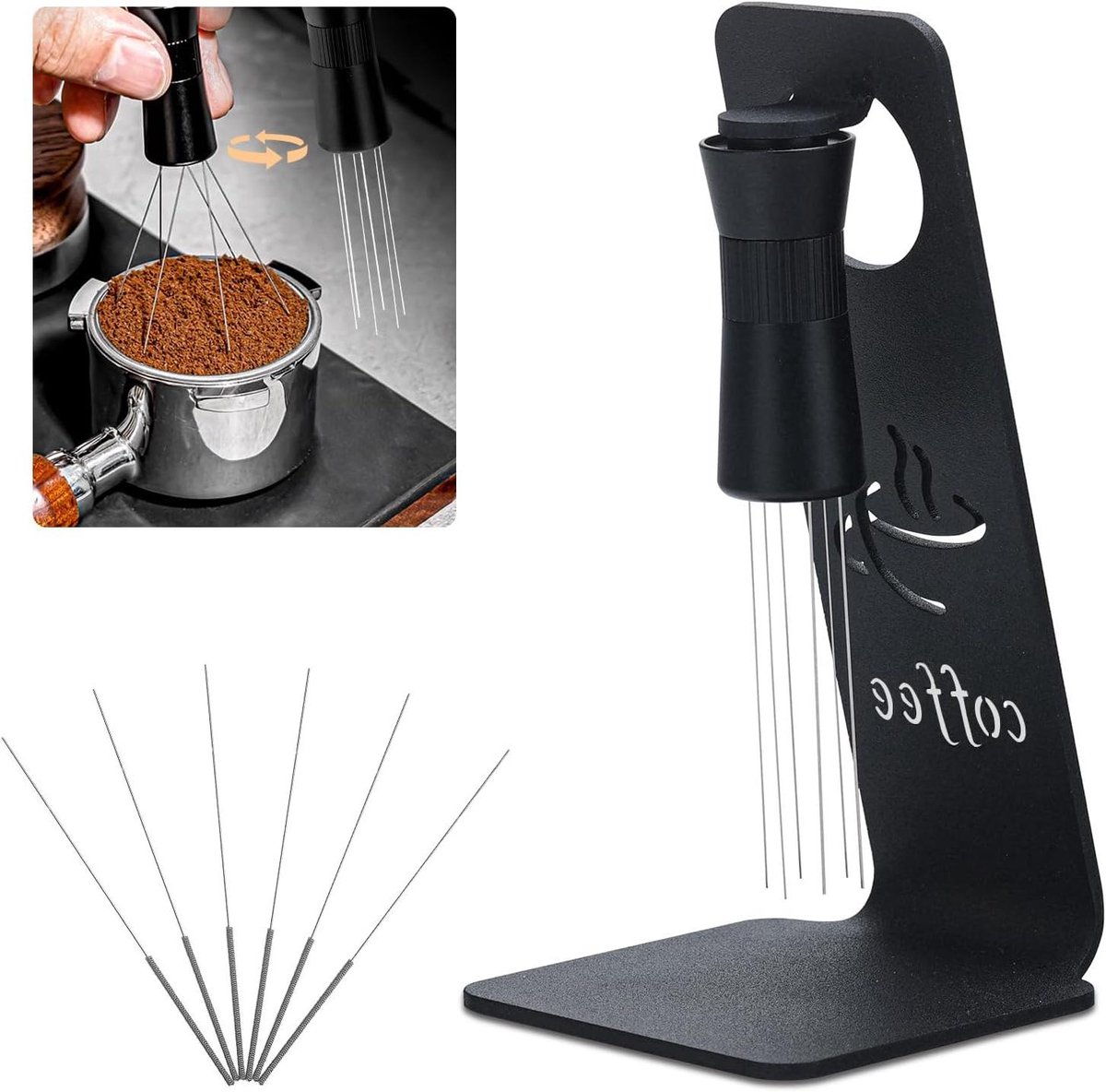 CSGoods - Espresso-mixer voor koffieaccessoires met magnetische standaard van aluminiumlegering