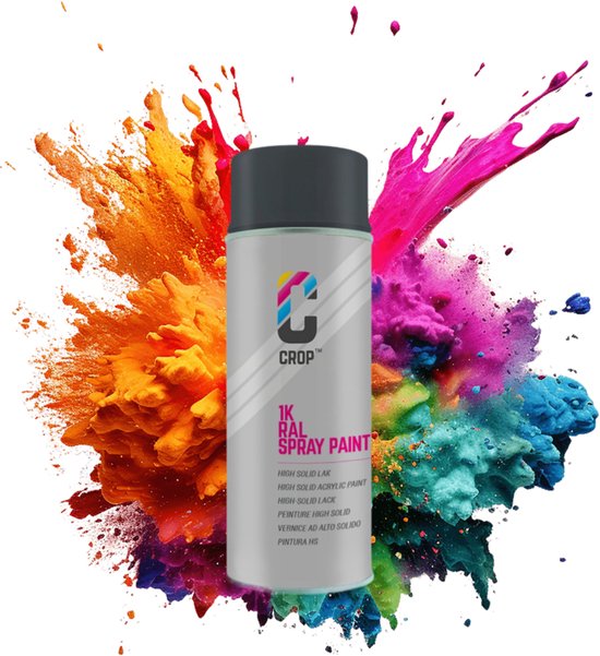 CROP Autolak Spuitbus - RAL 7016 Mat Antracietgrijs - Professionele Acryl lakverf - 400ml - Hoge Dekkracht voor Metaal Hout Kunststof