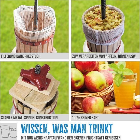 Handmatige Fruitpers voor Appels, Peren en Druiven - 18 Liter Capaciteit — afbeelding 5