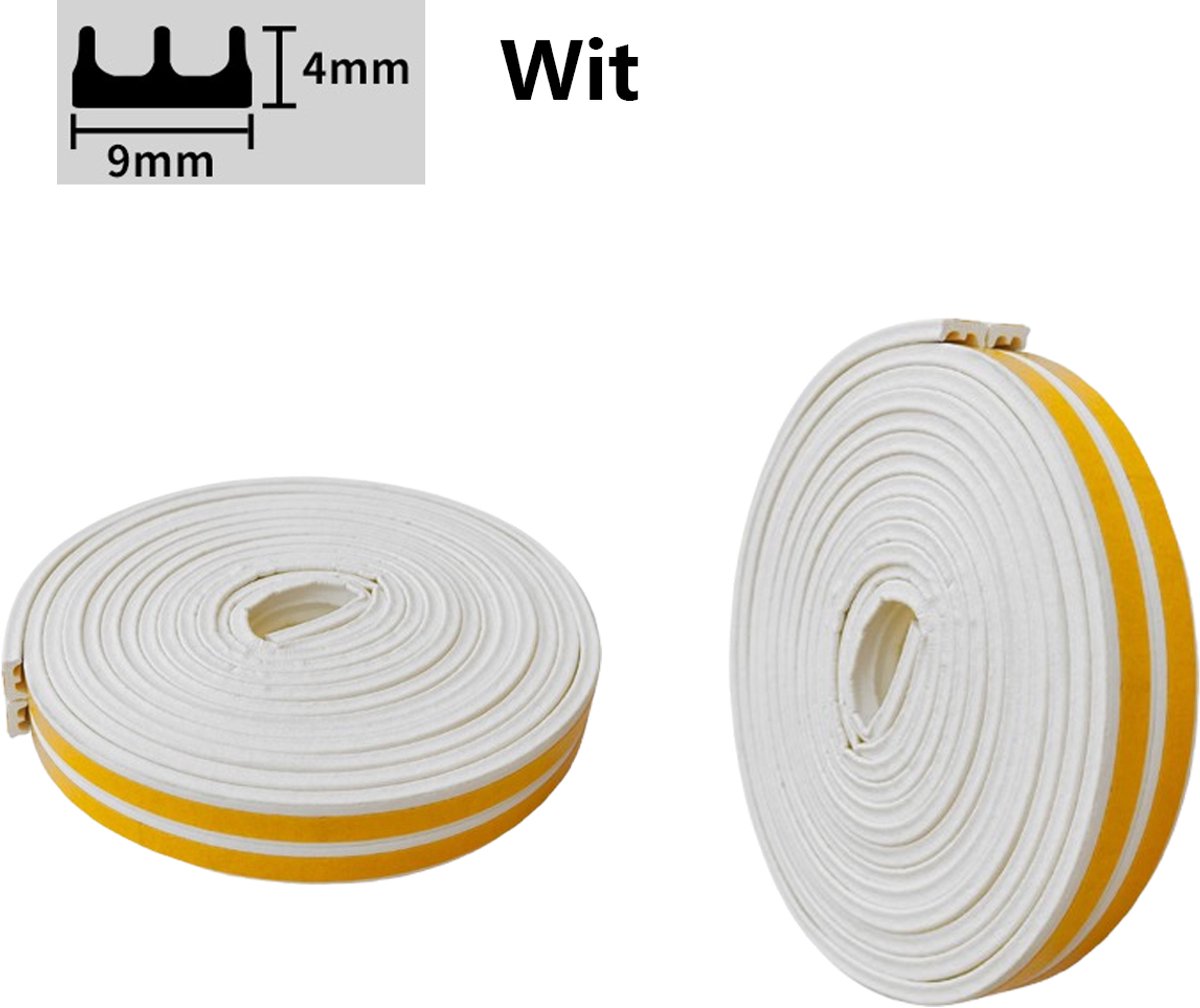 2 rollen tochtstrips - Zelfklevend raam - Totaal 12 m - E-vorm - EPDM afdichtingstape - Wit - 9 x 4 mm - Raamafdichting - Tochtstrip - Waterdicht - Geluidsisolatie