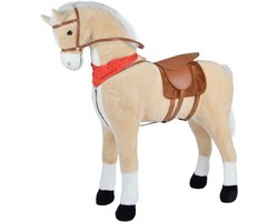 Pink Papaya Reuzen XXL Paard voor Kinderen - Sternchen - 125cm Pluchen Paard - Bijna Levensgroot Speelgoed Paard om op te Rijden en Zitten - tot 100 kg Belastbaar - Maakt Geluiden - met Kleine Borstel