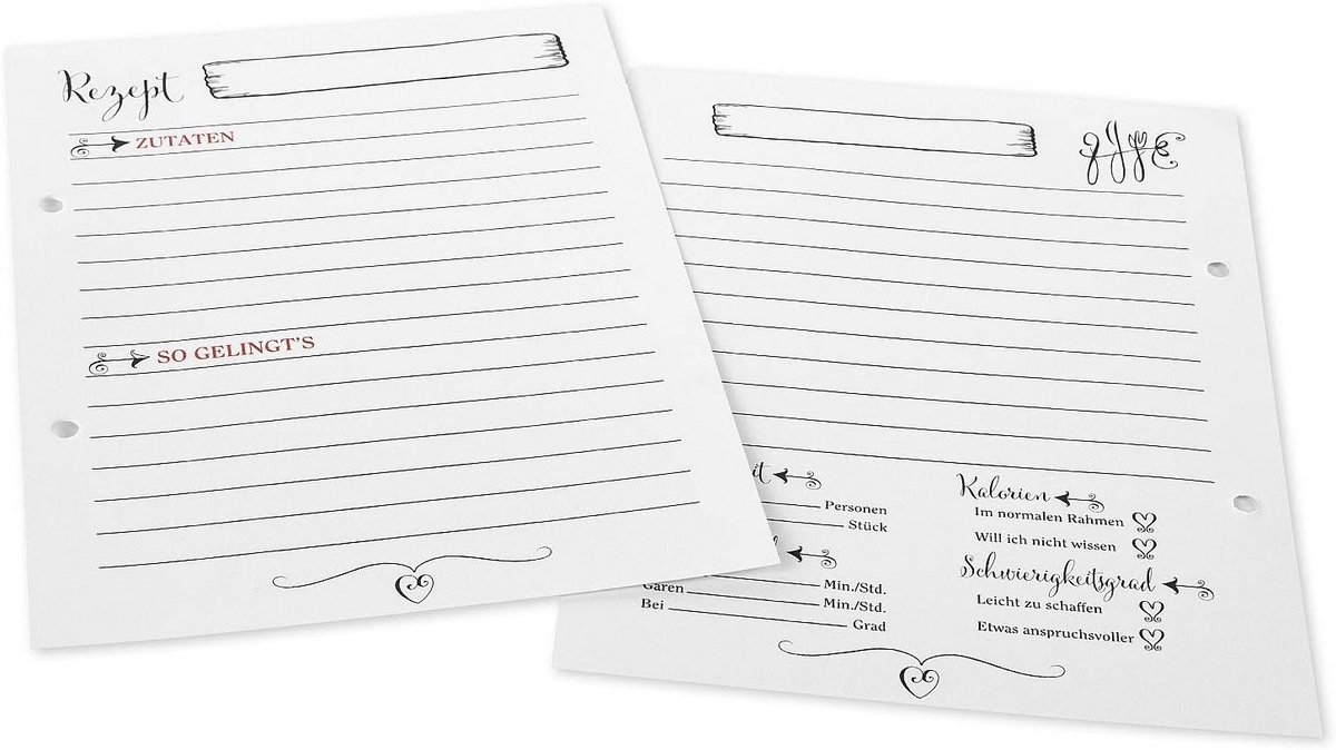 Receptenboek reservebladen - 25 blanco kaarten A5 - Eet, Drink & Geniet