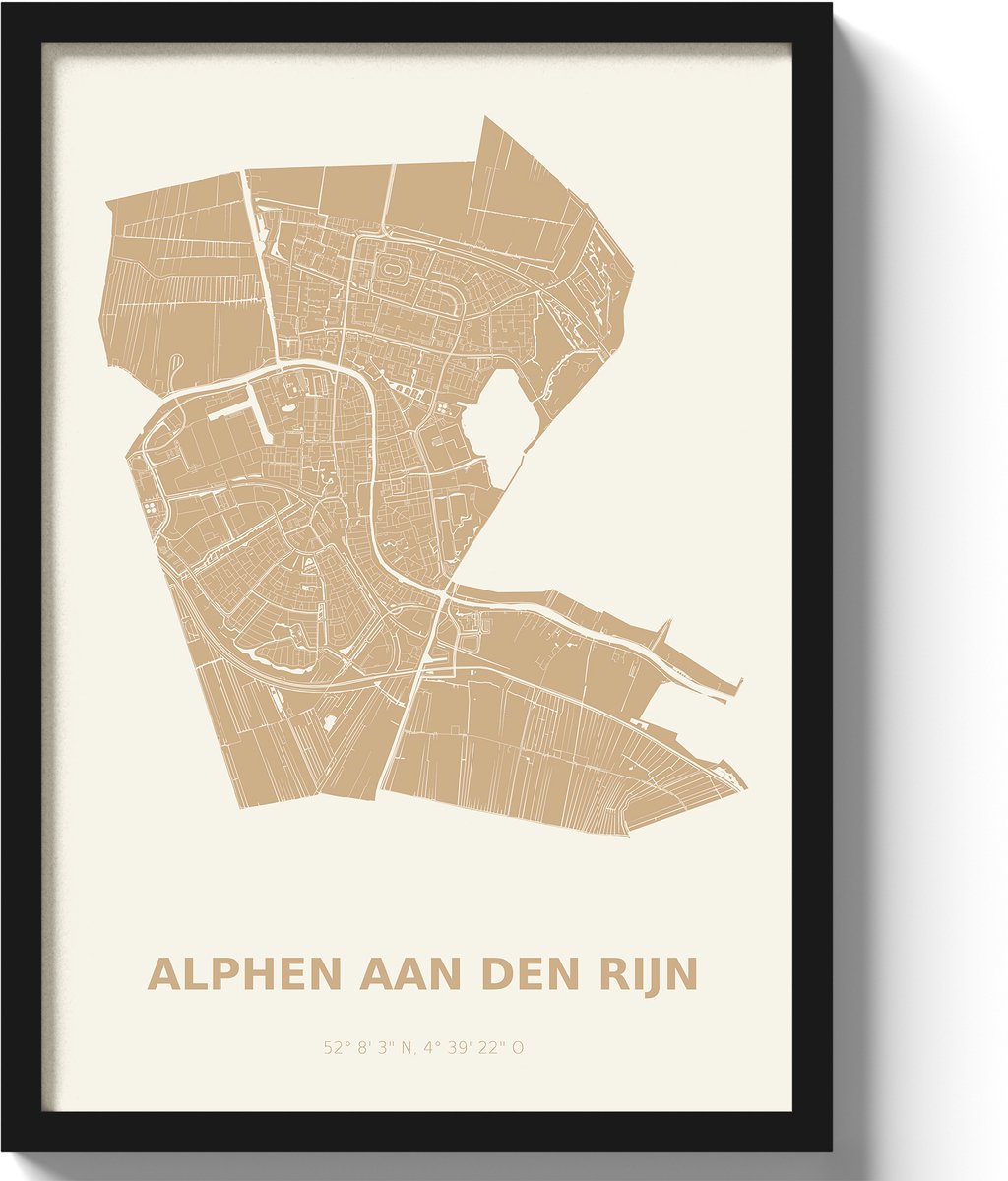 Poster Alphen aan den Rijn A3 - 30 x 42 cm - Beige (Exclusief Lijst)