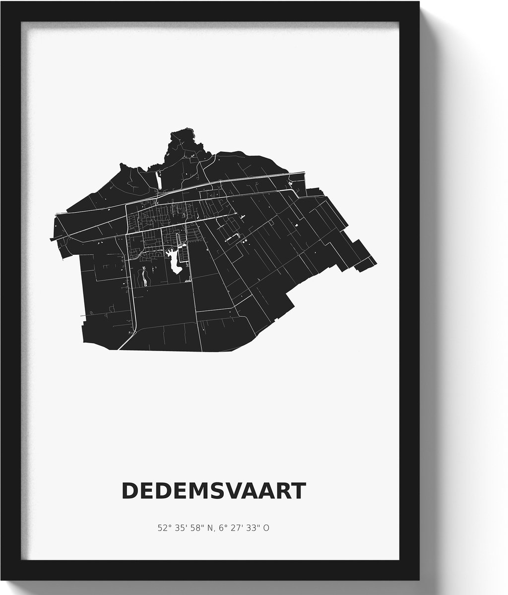 Poster Dedemsvaart A3 - 30 x 42 cm - Zwart/Wit (Exclusief Lijst)