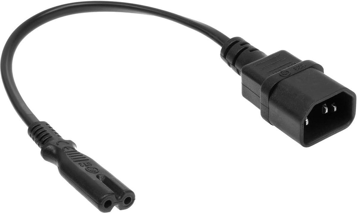 C14 naar C7 stroomkabel 0,2 meter zwart 2-polig IEC 60320 230 V 2,5 A