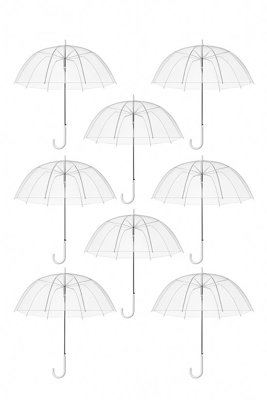 Muntel® Parapluie Transparent - Transparent - Pour Adultes - Ø 94 cm - 8 pièces