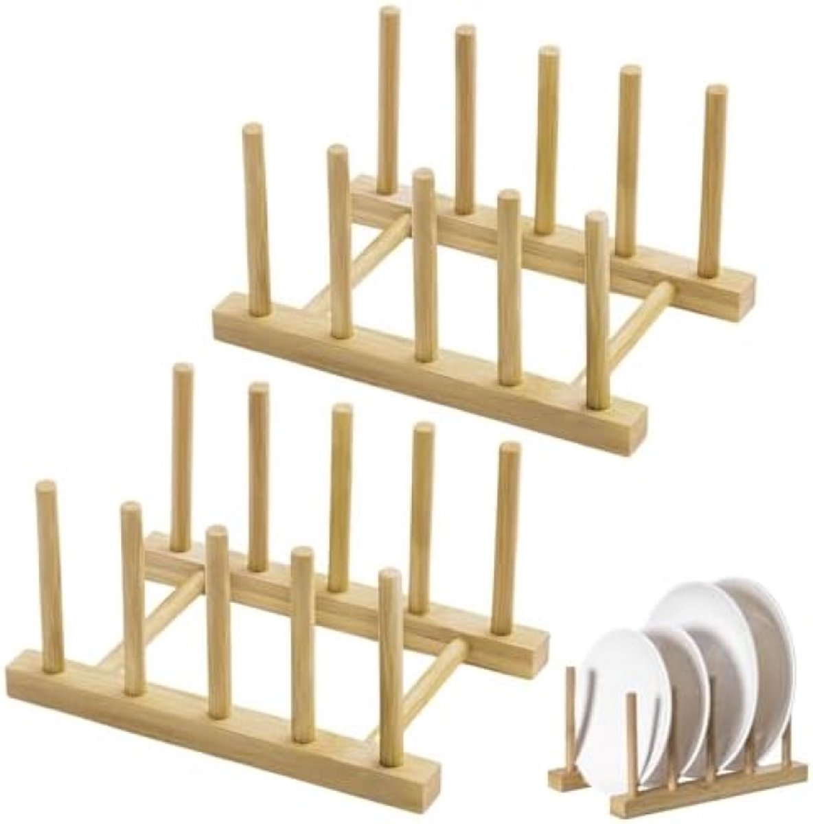 Bamboe Afdruiprek voor Keukengerei - Set van 2