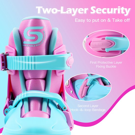 Suotu IJshockeyschaats - Verstelbaar - Schaatsen meisjes en jongens - Maat: EUR 32-36 - Roze/Paars - M