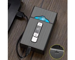 Etui voor elektronische sigaretten met ingebouwde aansteker, oplaadbaar etui voor vlamloze sigaretten met ingebouwde aansteker, metalen sigarettenetui