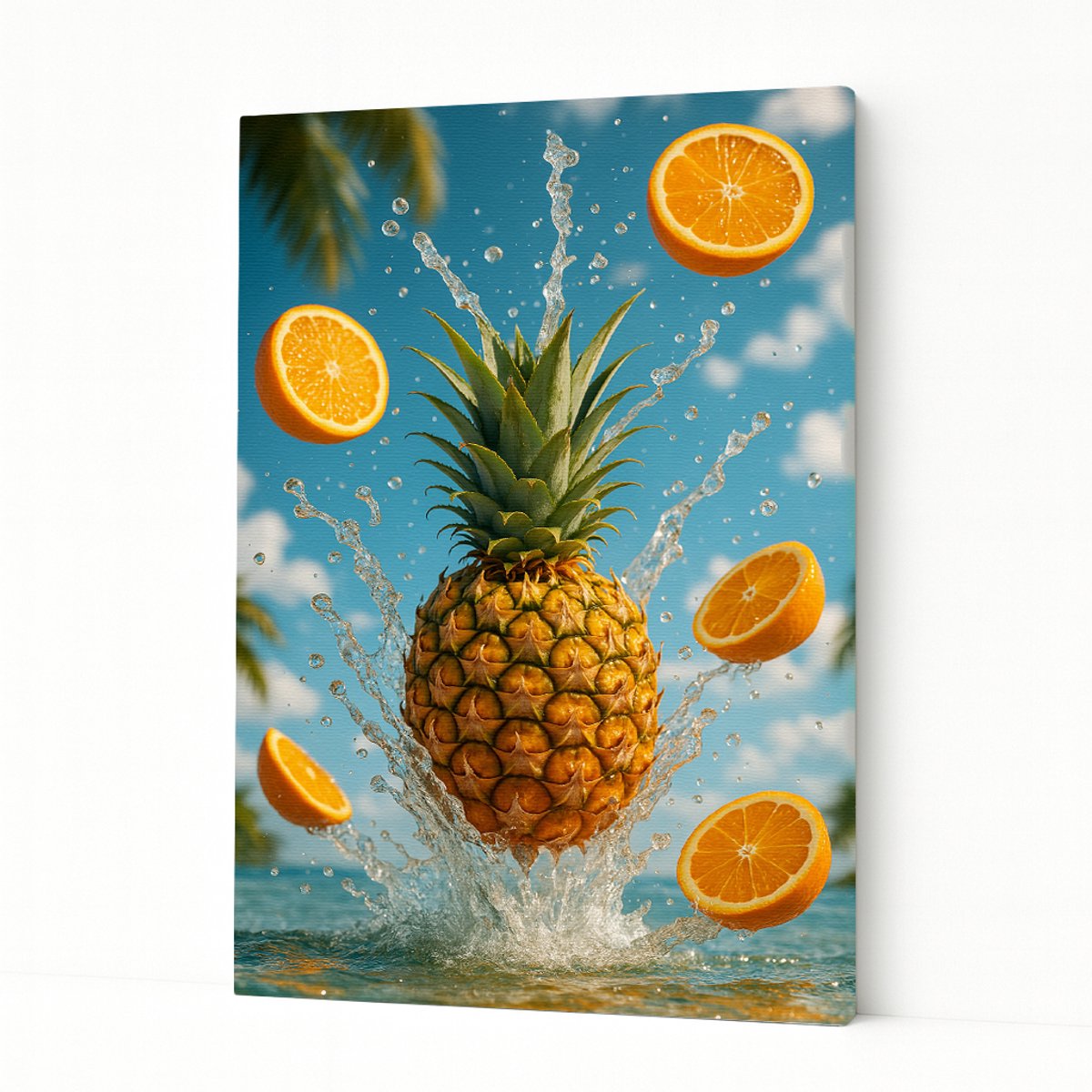 Ananas splash – wandkunst – kunstobject – Canvas schilderij – 60x90 cm