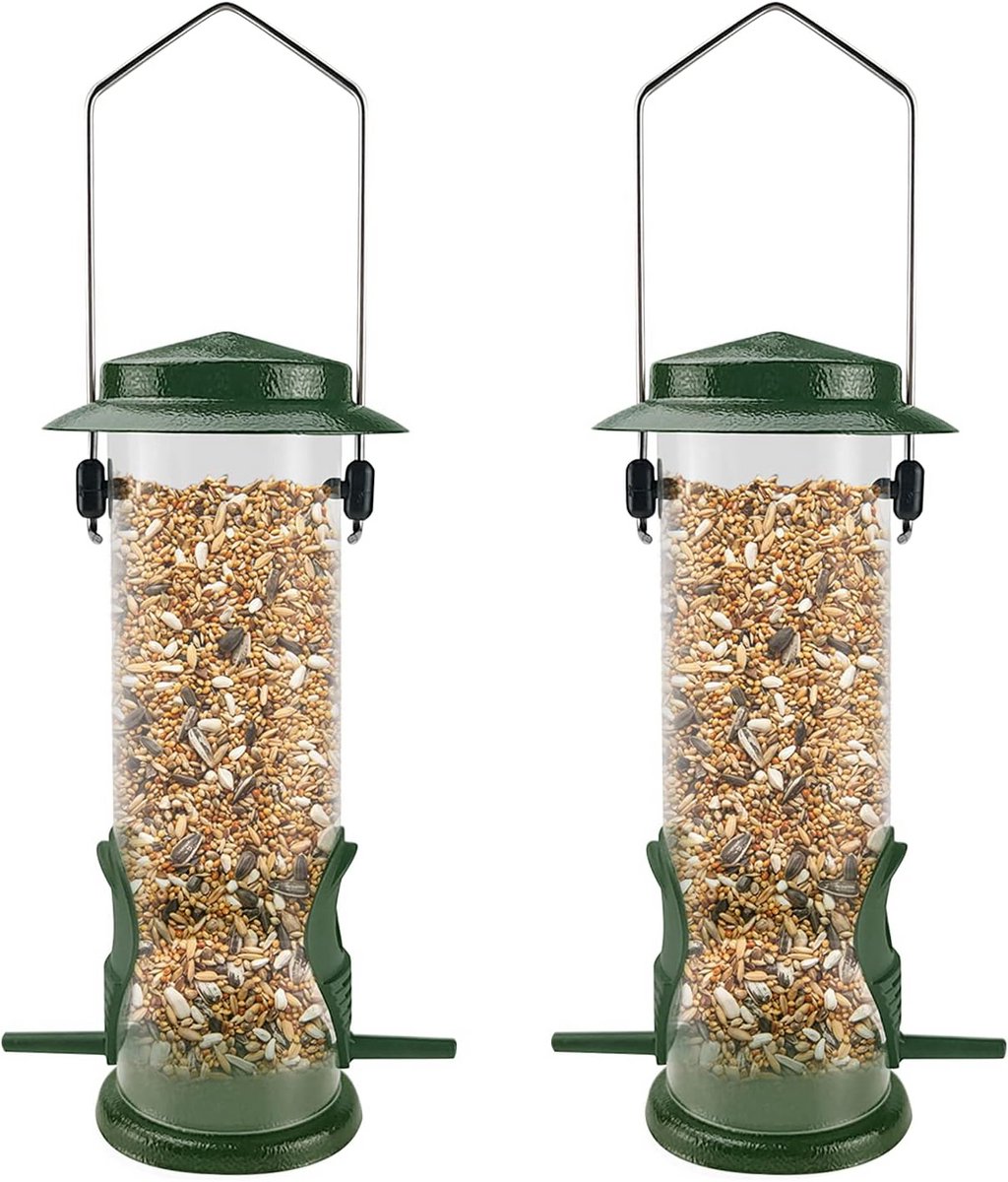 Set van 2 RVS Vogeleten voor Buiten - Eekhoornbestendige Voerbuis voor Tuin