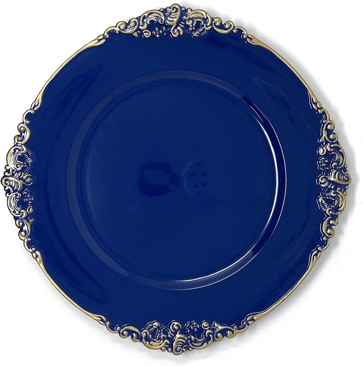 Set van 6 Zware Kwaliteit Ronde Opladerplaten Royal Blue 33 cm voor Tafeldecoratie