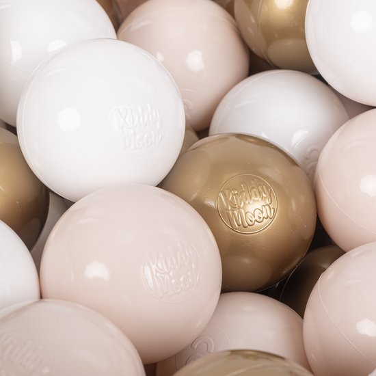 KiddyMoon Ballenbak Ballen 7cm 200 Stuks - BPA-vrij Speelballen - Ballenbad kinderballen - Pastelbeige Wit Goud van KiddyMoon — afbeelding 2