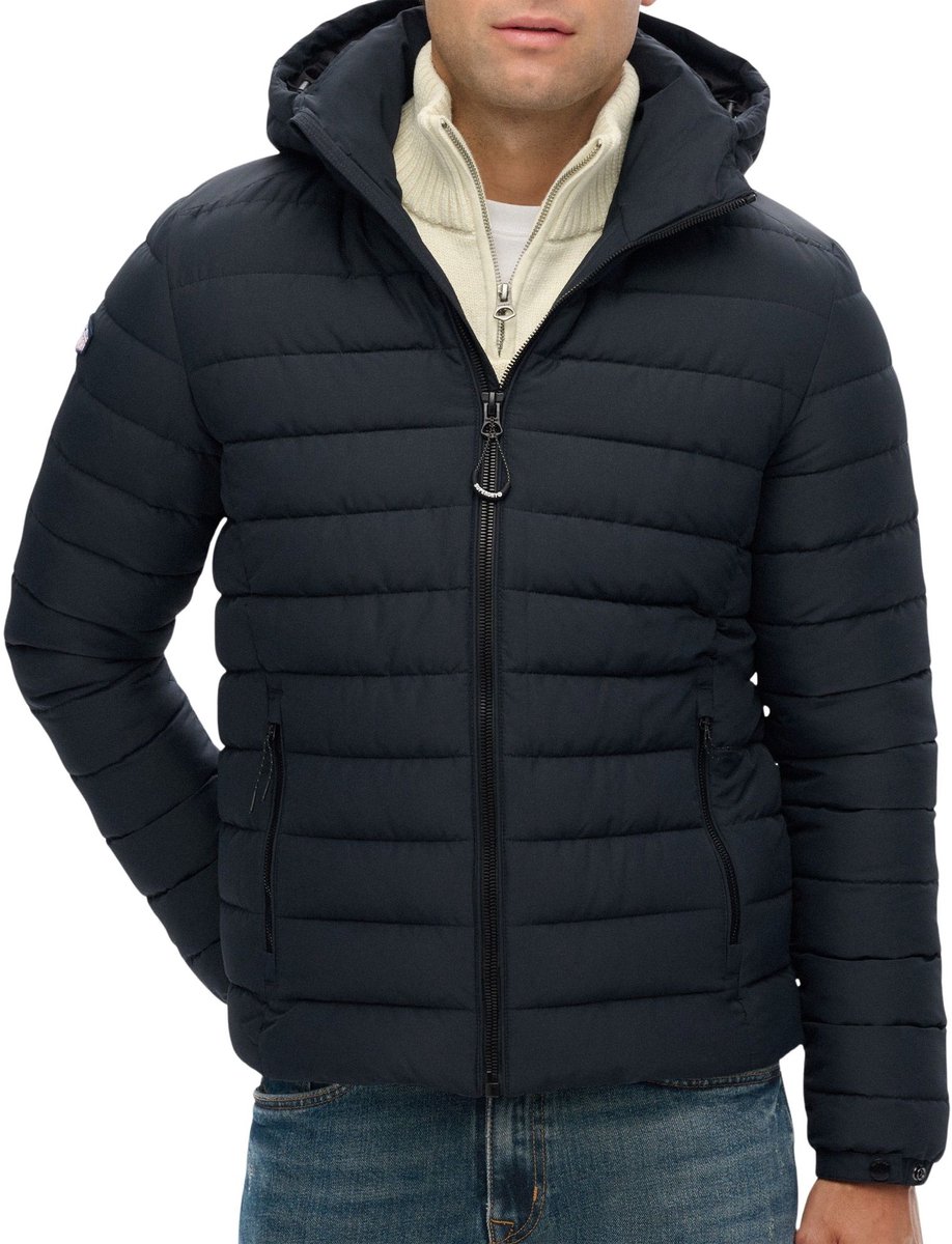 Superdry Hooded Fuji Padded Jas Heren Blauw
