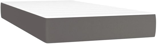 vidaXL - Boxspring - met - matras - kunstleer - grijs - 80x200 - cm
